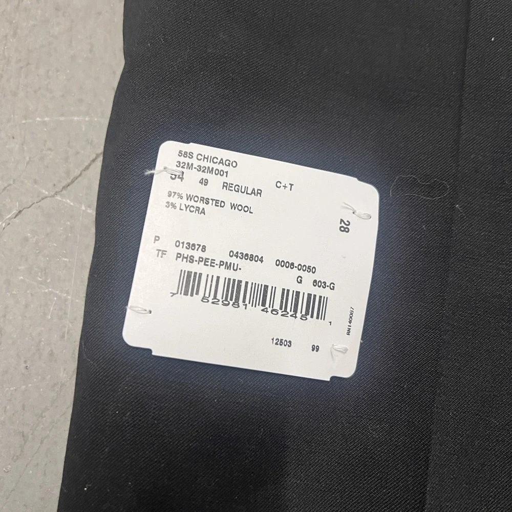 Hart Schaffner Marx Wool Pants Men 54 x 32  L Long Flat‎ Front Unhemmed Black
